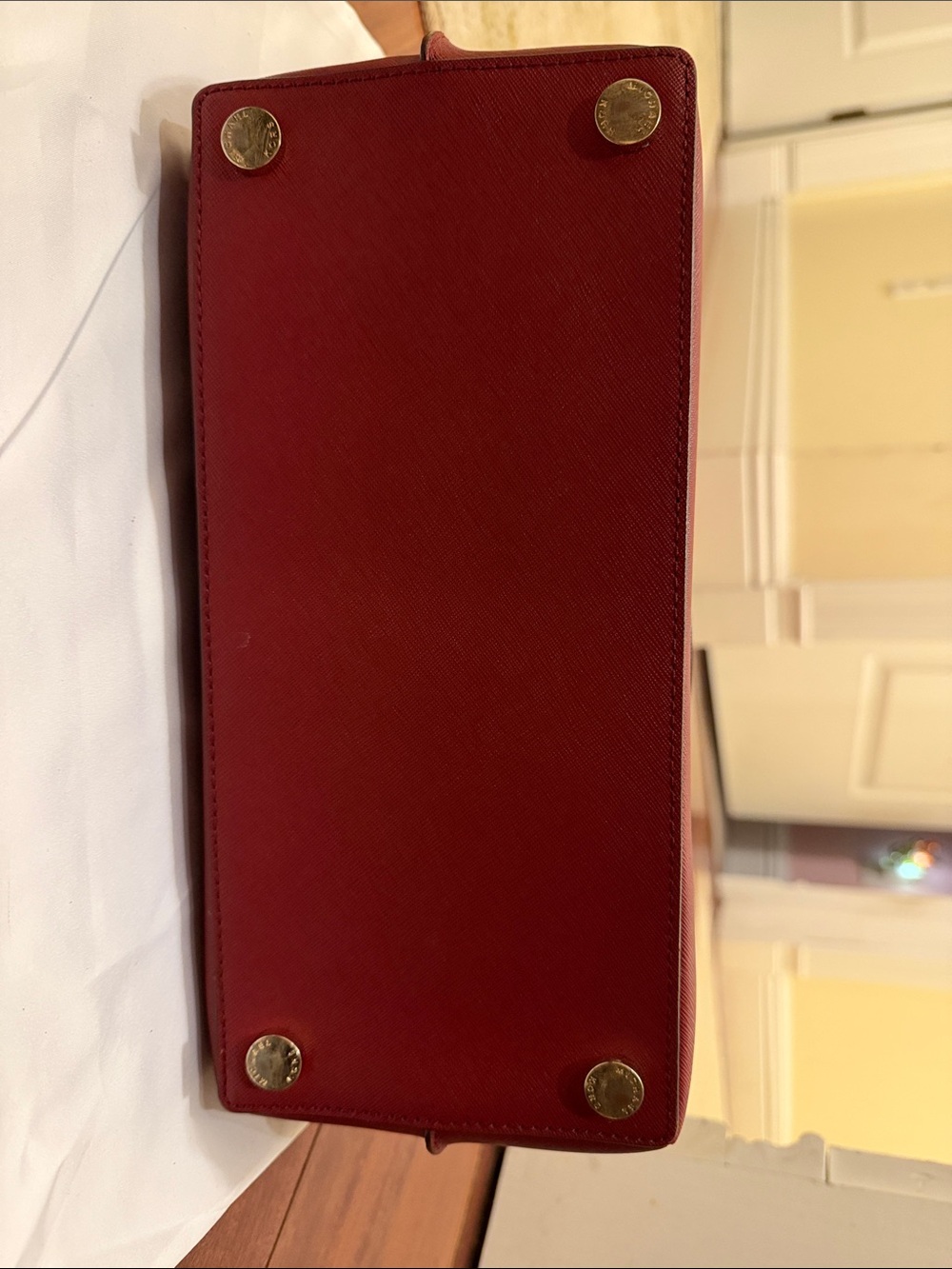 Michael Kors Red Burgundy Saffiano Leather Satchel with Gold Hardware - Picture 7 of 12